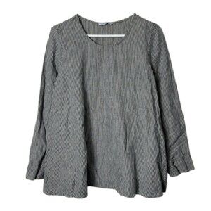 Linenfox Black and White Striped Long Sleeve Top